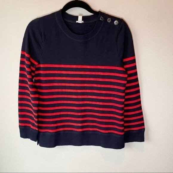 J. Crew Tortoise Button Stripe Pullover S - Picture 10 of 10